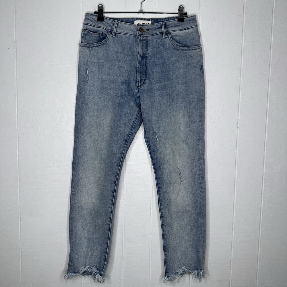 DL1961 Women’s Bella Vintage Slim Cropped Jeans Raw Fringe Hem Size 29